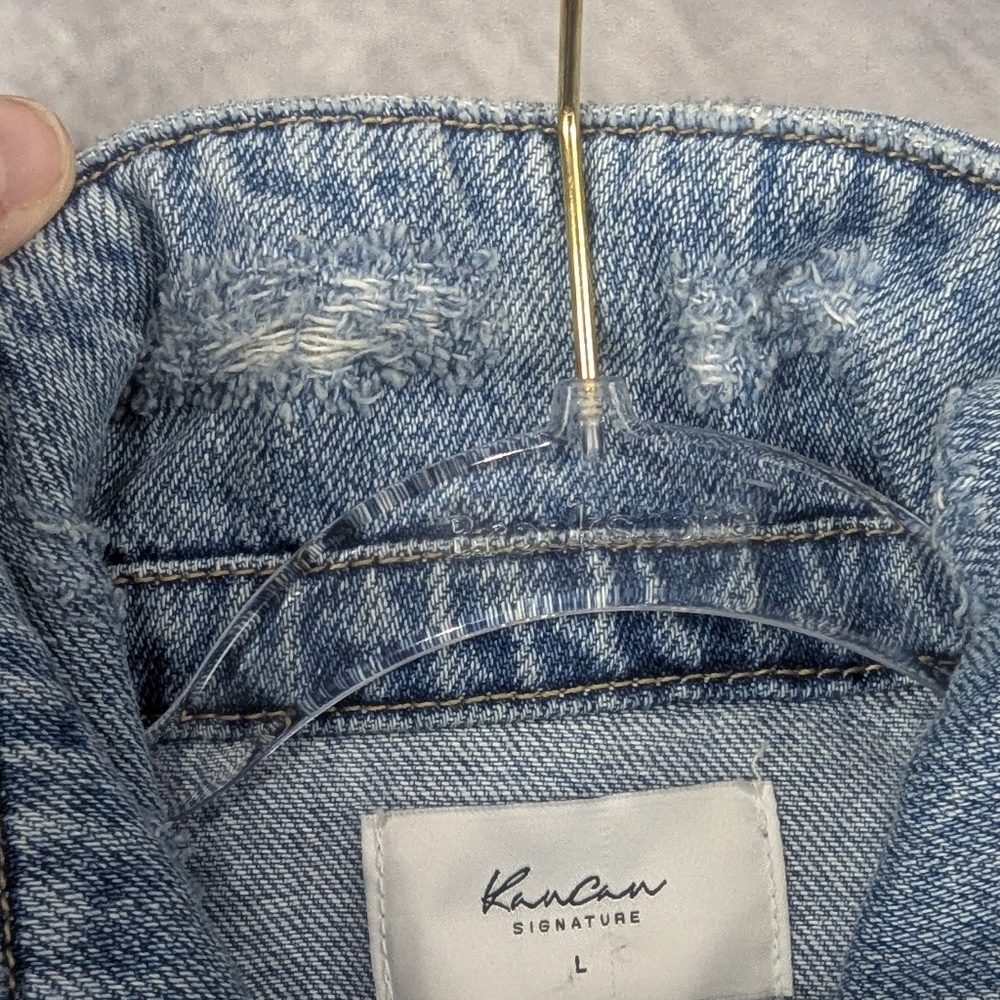 KanCan Size Large Denim Vest Distressed - Picture 3 of 12
